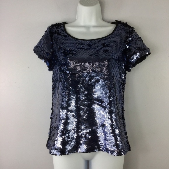 Anthropologie Leifsdottir Sequin Navy Top - Picture 2 of 9